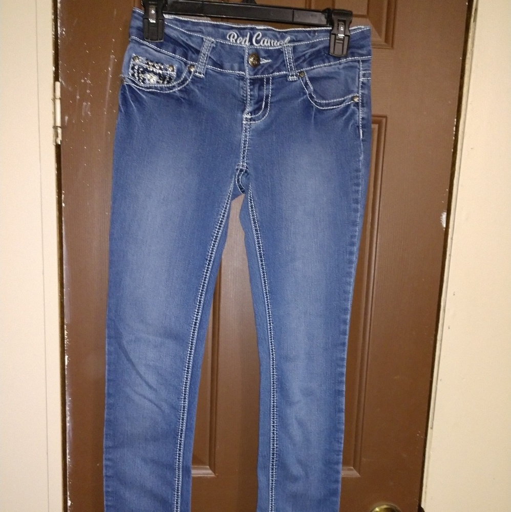 Juniors Red Camel Jeans